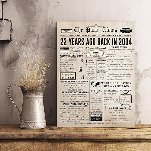 Miniatura 6 de Tarjeta jumbo de cumpleaños 22 para novio, novia, tarjeta retro de decoración de fiesta de cumpleaños de 22 años para mujeres y hombres, regalos