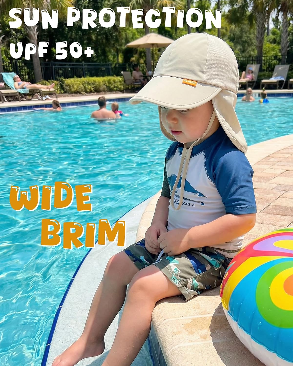 Baby Sun Hat with Breathable Mesh, Neck Flap Infant Unisex Boys Girls Toddler UV Protection Summer Beach Swim thumbnail