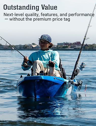 Vista 8 de BKC PK13 Kayak de pesca de 13 pies con pedal con sistema de timón e Inversión Instantánea, Remo, Soporte de respaldo vertical Asiento de marco