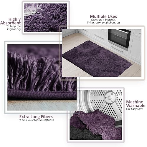 Miniatura 4 de Clara Clark Tapete de baño peludo con respaldo antideslizante de goma Tapete de baño súper suave