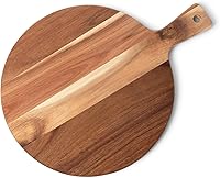 Vista 1 de Tabla de cortar de acacia prémium con asa, tabla de cortar de madera para cocina (12 x 16 pulgadas), tablas de cortar redondas de acacia para carne