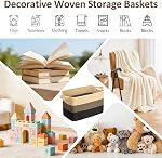 Ceecysaa Petit panier de rangement en coton rectangulaire avec poignées 11.8 x 9.44 x 9.4 Panier de plateau de inch pour livres, serviettes, jouets, placard, chambre à coucher et salle de bains