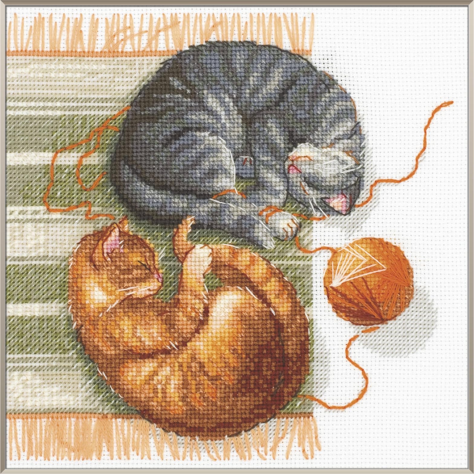 Aine - Gatti e Fili A1035, Gatto Punto croce 20x20cm, Punto croce kit da ricamare, Disegni da ricamare, Embroidery kit, Animali Kit ricamo punto croce