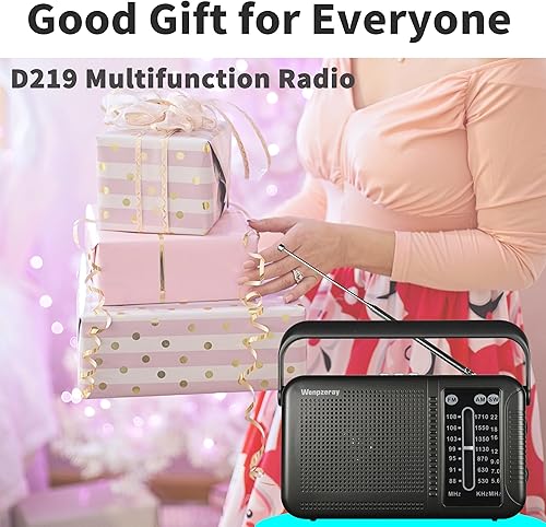 Miniatura 9 de Radios portátil AM FM onda corta, altavoz retro Bluetooth excelente recepción, compatible con tarjeta TF/reproducción USB, batería de dial grande o