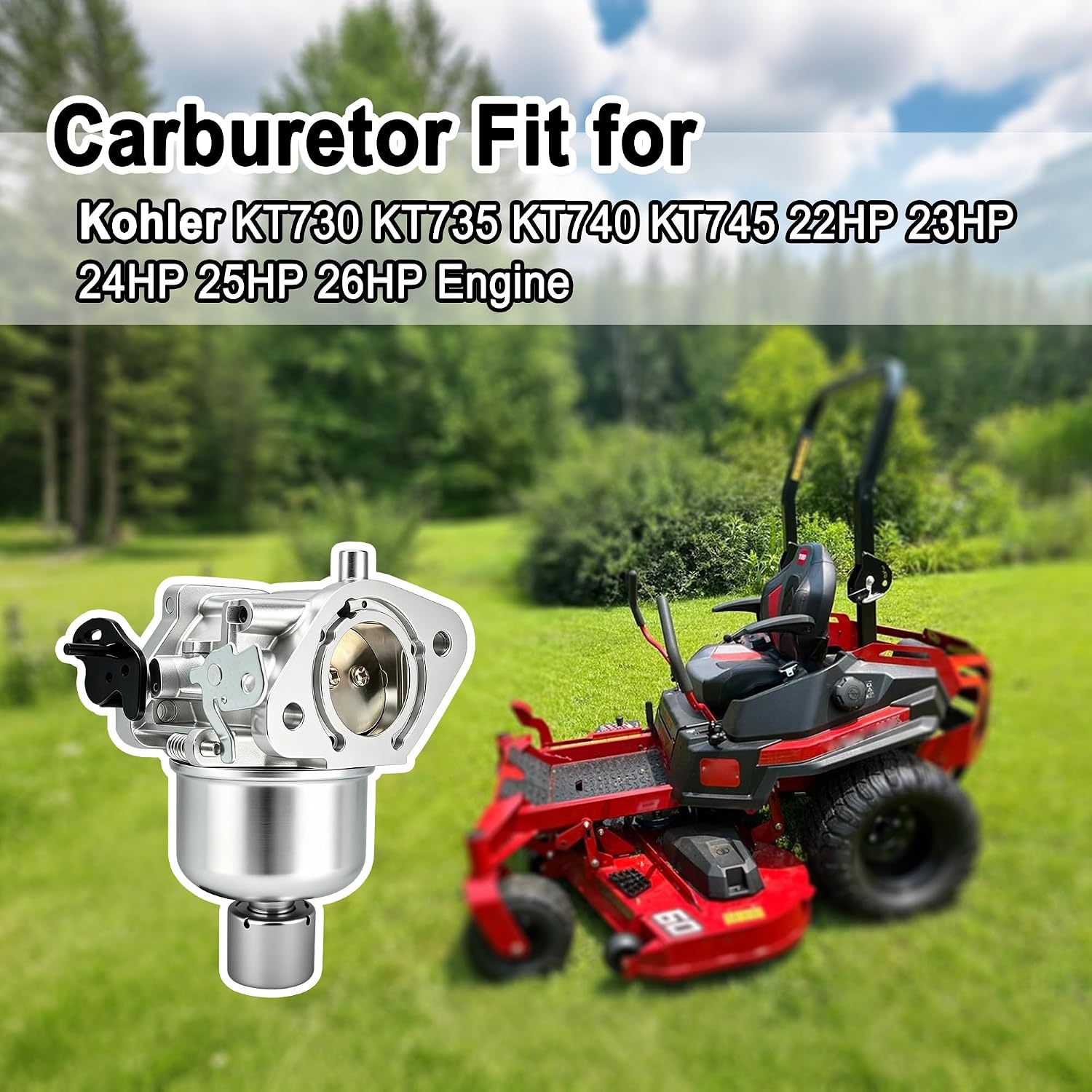 16 853 21-S Carburetor Fit For Kohler 7000 Series Engine KT725 KT730 KT735 KT740 KT745 22HP 23HP 24HP 25HP 26HP Lawn Mower Lawn Tractor Parts Replace OEM 1685321-S 32 853 61-S
