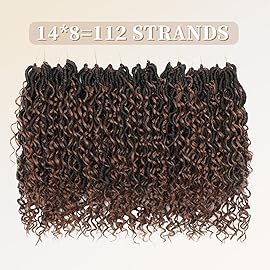 8 Packs Curly Boho Braids Faux Locs Crochet Hair, 14 Inch Goddess Locs Crochet Hair, Hippie Locs, Hair Extensions (14 Inch, 8 Packs, OT30)