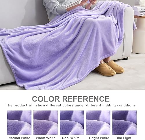 Vista 37 de Hansleep Manta de vellón tamaño individual, color verde azulado, suave y acogedora manta de franela mullida para cama, sofá, viajes, campamento