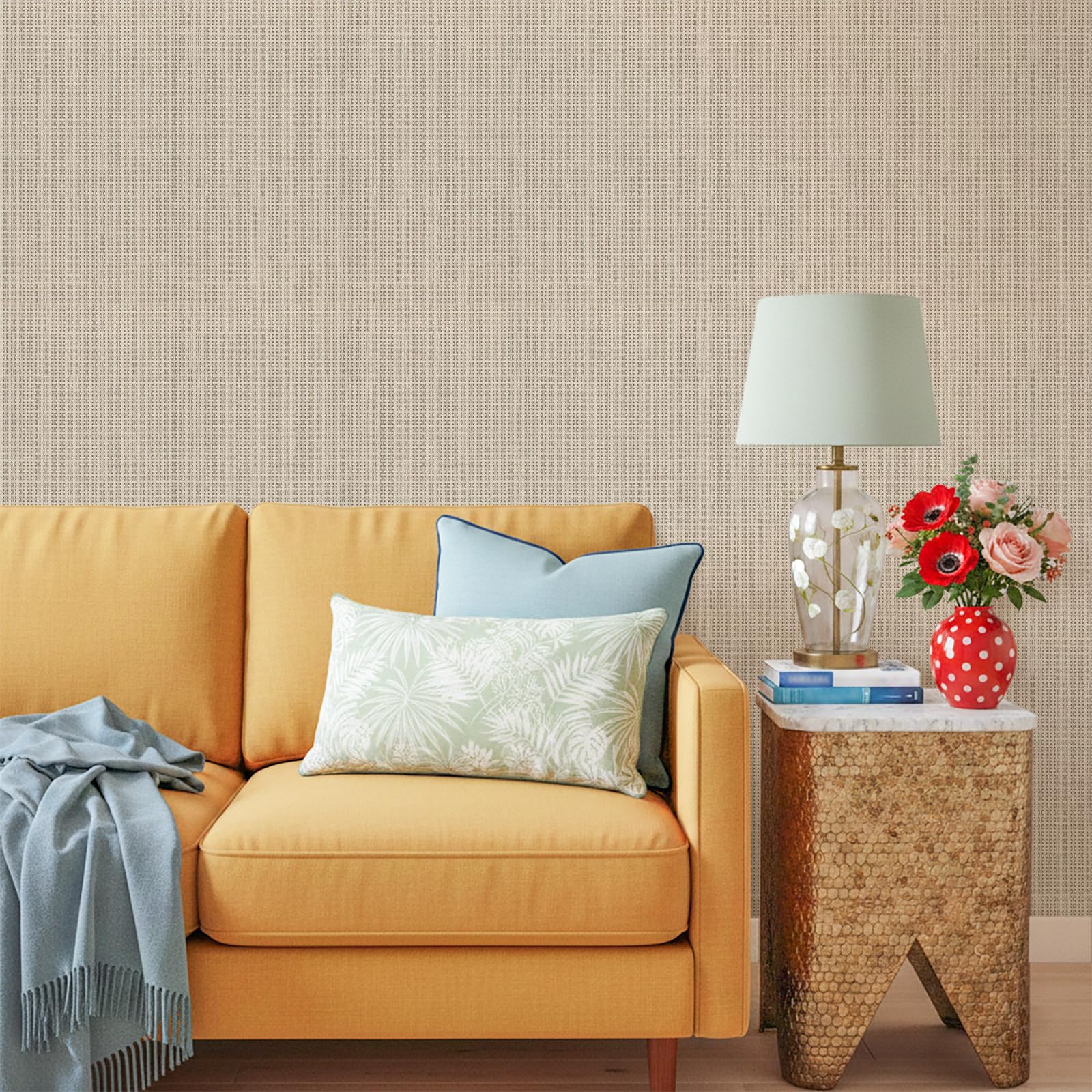VEELIKE Papel Pintado Ratán Beige Textura 40 cm × 300 cm — view 6