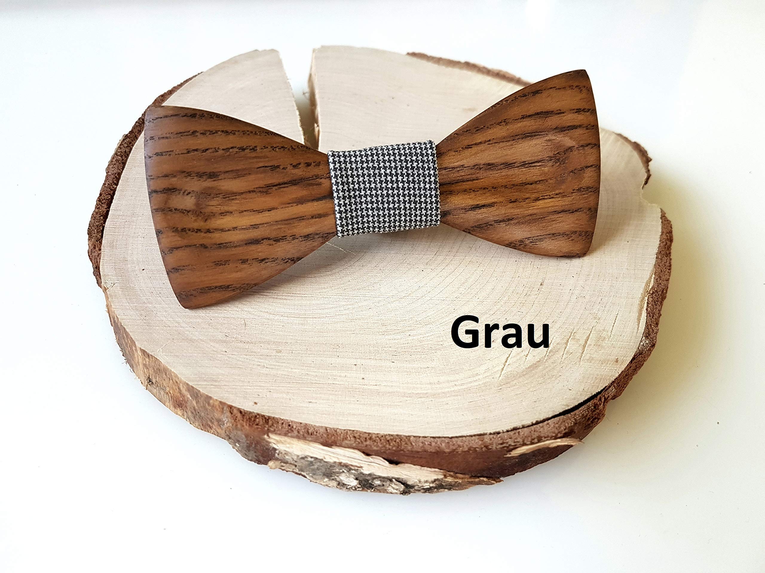 Holzfliege, Holz fliege und Manschettenknöpfe, Fliege und Manschettenknöpfe aus Holz