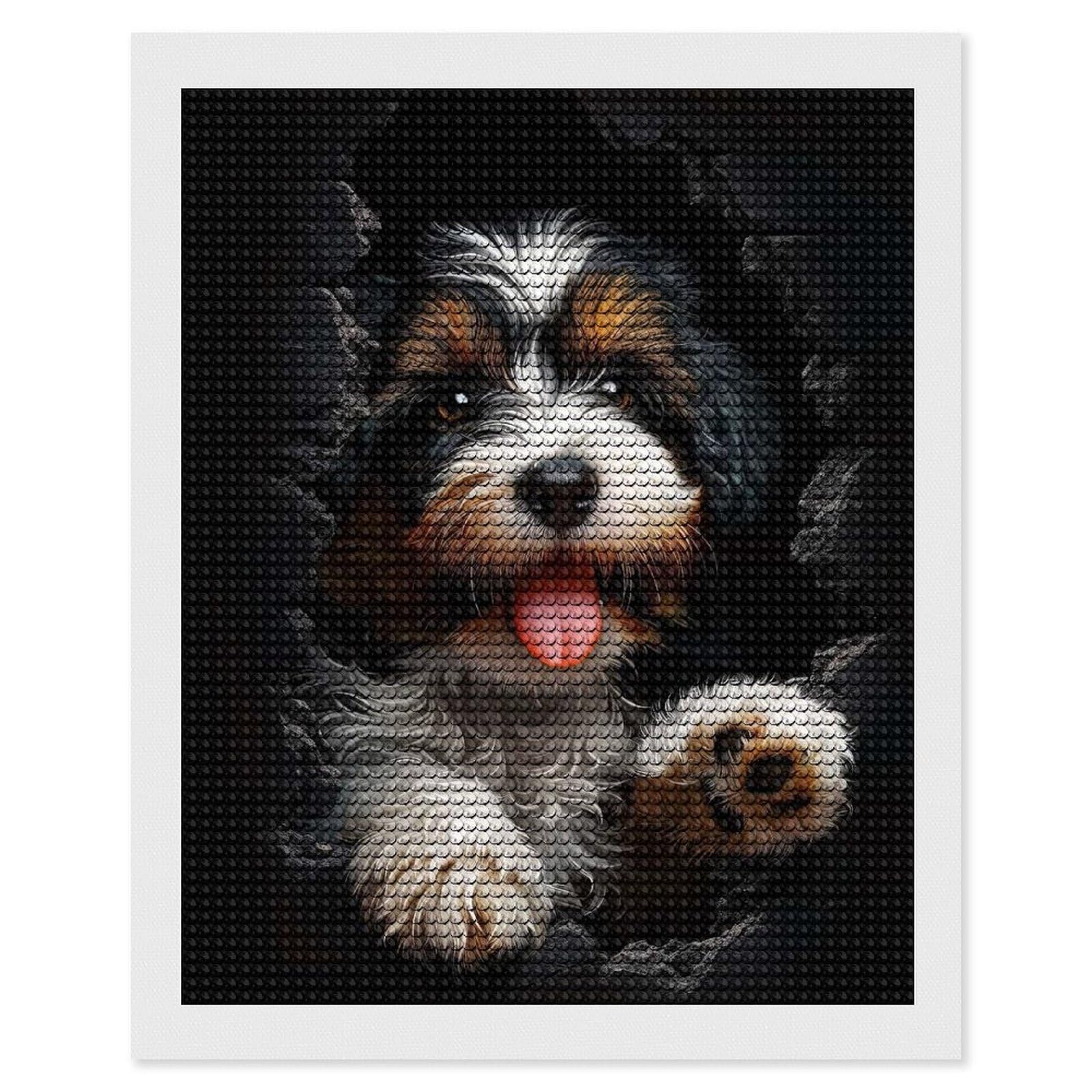 Junmoney Tibetan Terrier Full Drill Diamond Painting Kit 16"x20", for Teens, Adhesive Canvas, Bedroom Decor, Holiday Gift Idea