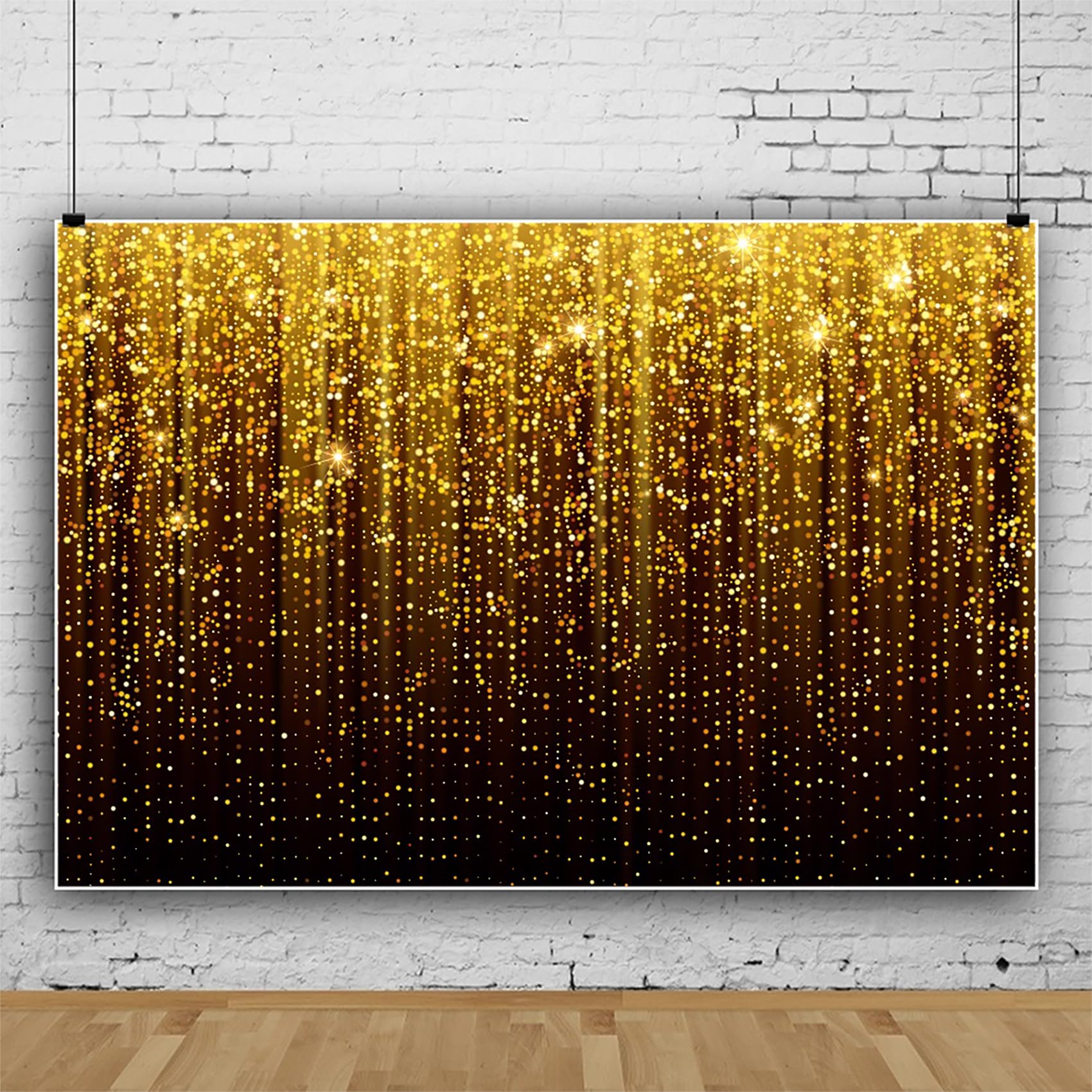 4,2x3m Telón de Fondo Negro y Dorado Fondo de fotografía Abstracto Punto Dorado Brillo Decoración de Fiesta de cumpleaños de Boda Fondo de Vinilo Fondo de fotografía de Retrato, Vinilo