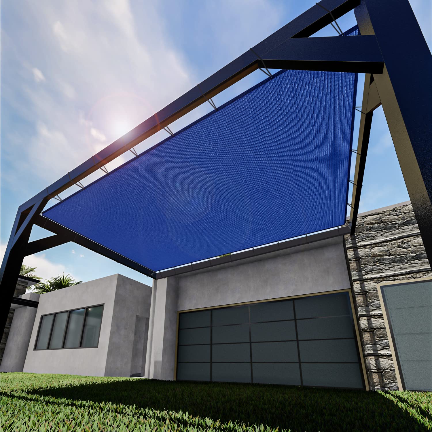 Goleray Sun Shade Sail Rectangle 4'x8' Straight Edge with Grommets for Garden Awning Patio Canopy Gazebo Sun Shelter Weather Resistant 180GSM Heavy Duty, Blue