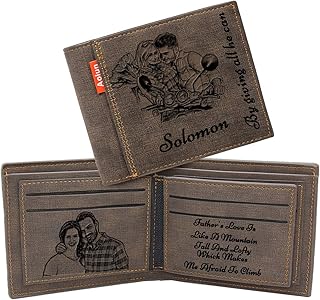 Aolun Foto Portafoglio,RFID Protection,Portafoglio Personalizzato Uomo per Regalo Festa Del Papà