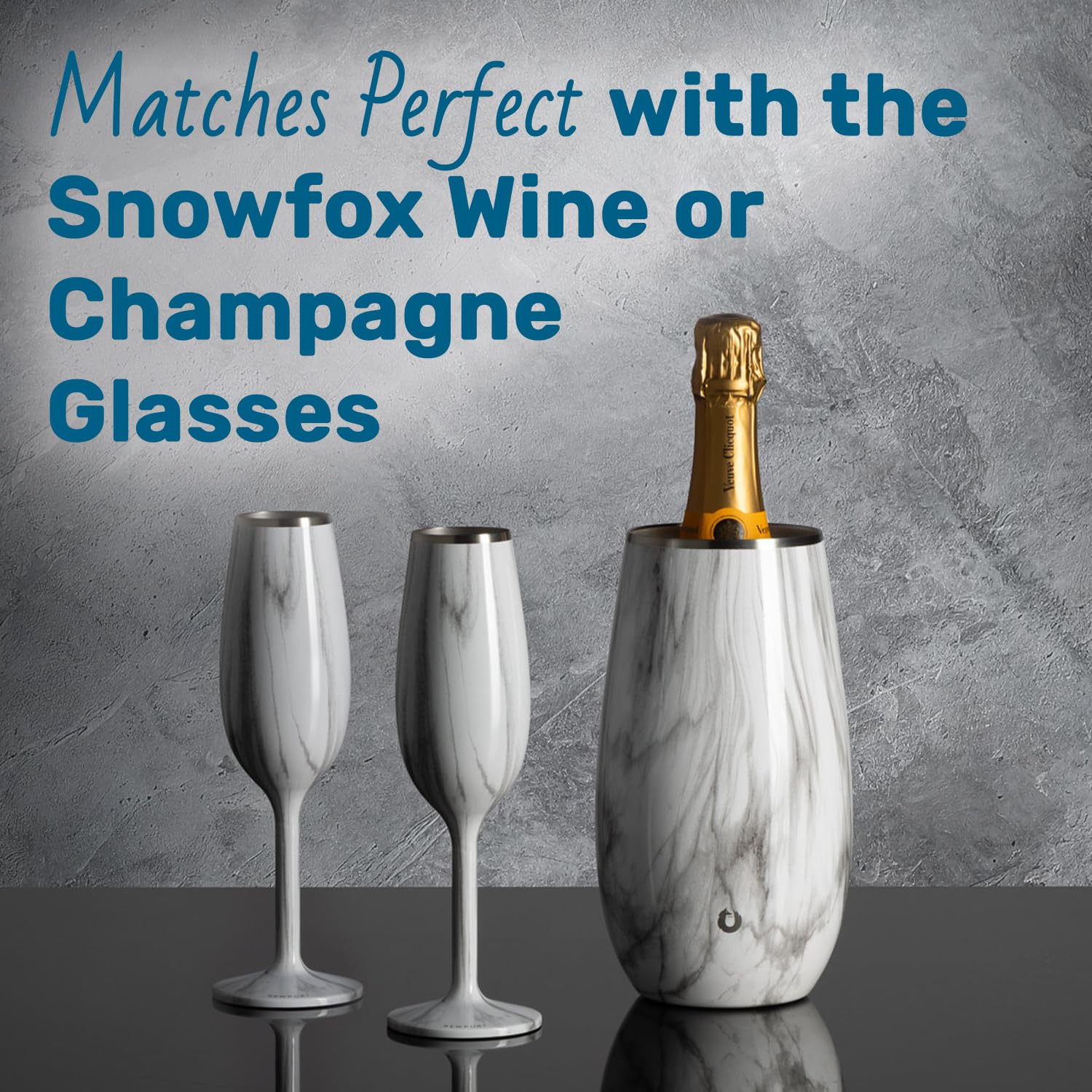 SNOWFOX Premium Vacuum Insulated, Triple Walled, Stainless Steel Wine Chiller w/Optimal fit to keep wine cold longer. Fits most Wine and Champagne Bottles. Non-Slip Silicon Base, Shimmer Gold — Amazon image 6