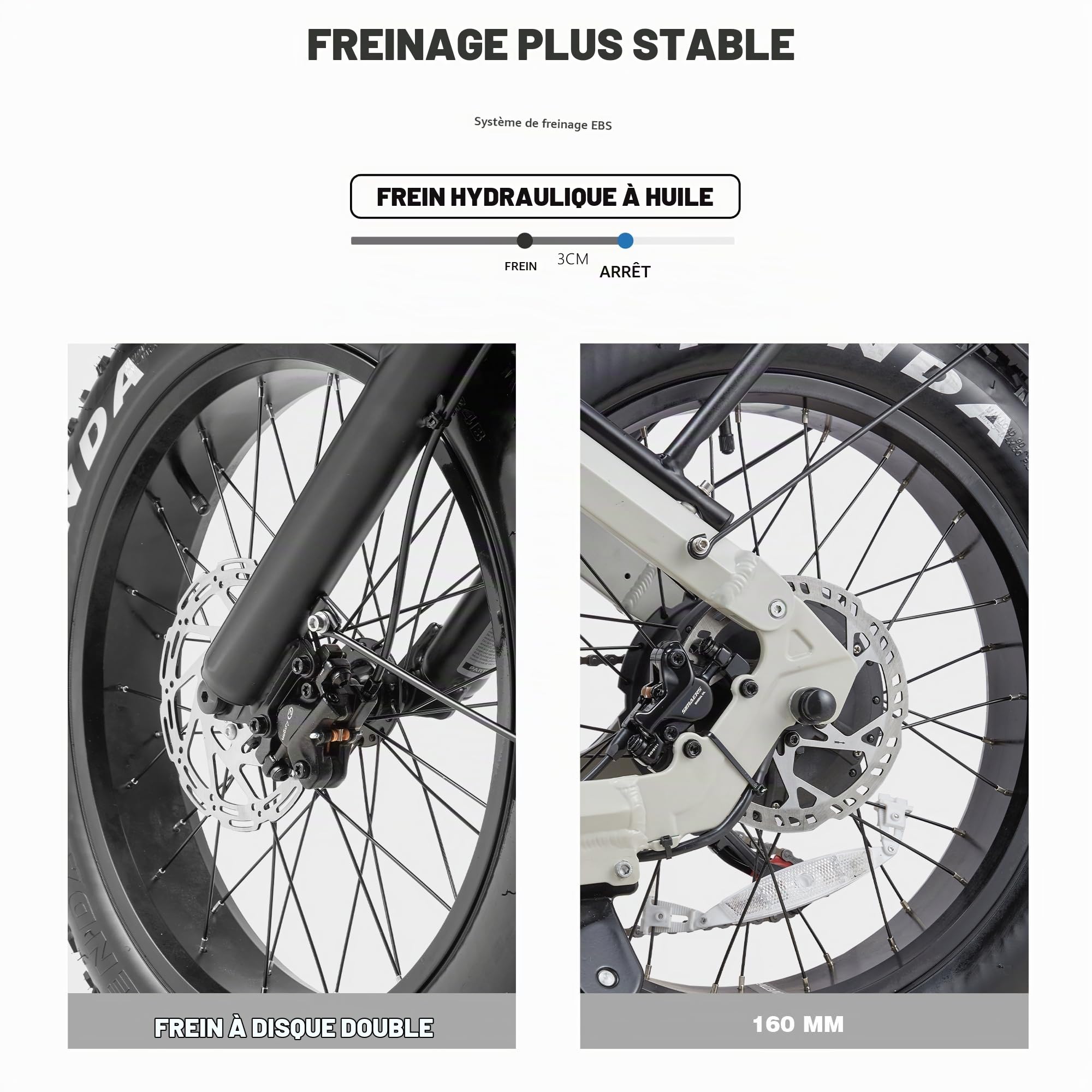 Vélo électrique pour Adultes VTT 20 Pouces E Bike avec Batterie 20 Ah, Double Suspension, 7 Vitesses, Gros Pneus Tout-Terrain, Autonomie jusqu'à 50-80 km