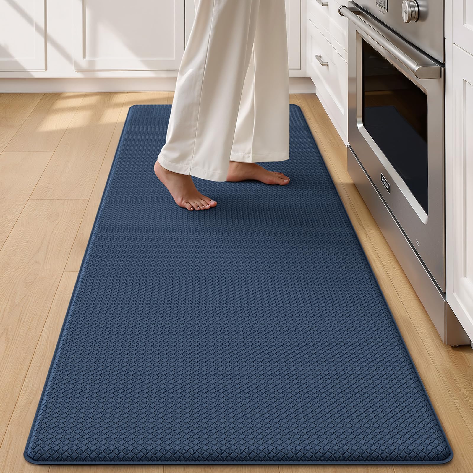 COLOR&GEOMETRY Kitchen Floor Mat 60x180cm Anti Fatigue Easy Clean, Blue — image 1