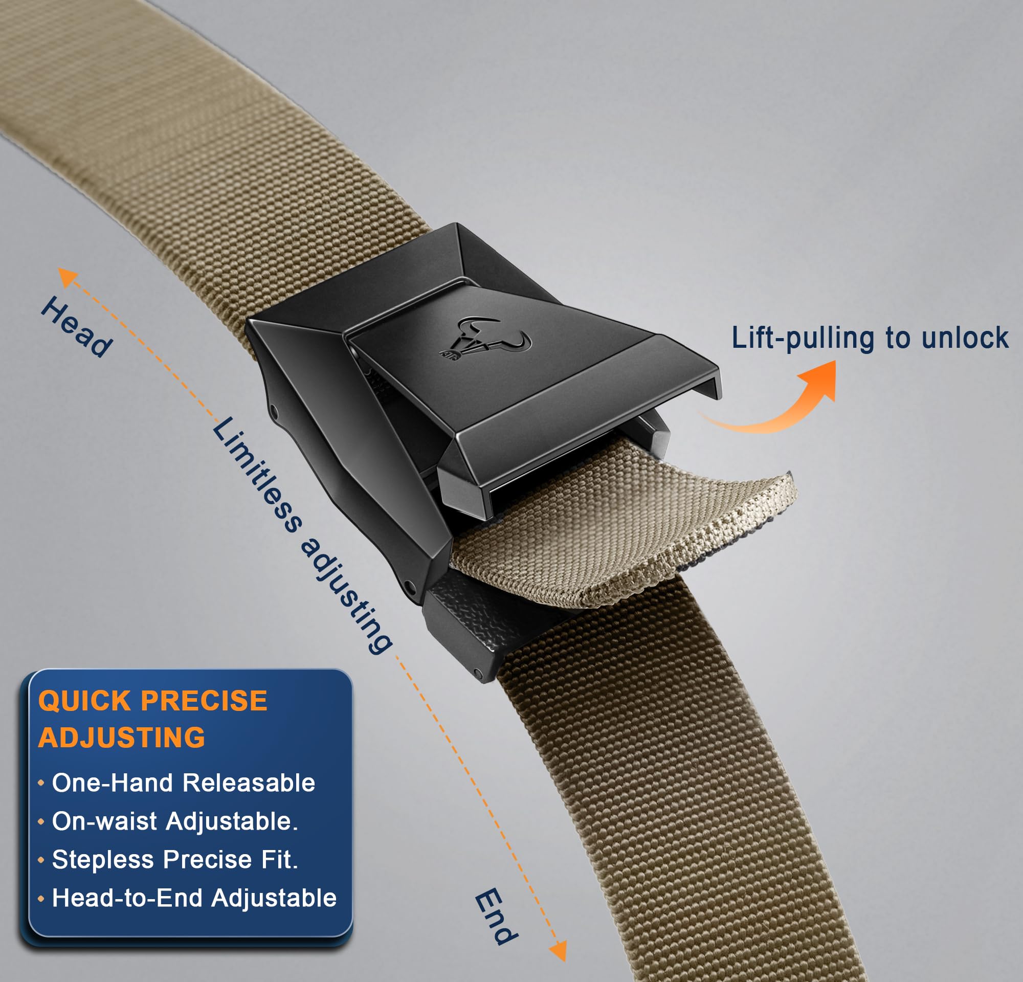 BULLIANT Cintura Tattica,Cintura Uomo Militare Lavoro Trekking 3,8cm,Fibbia a Sgancio Rapido