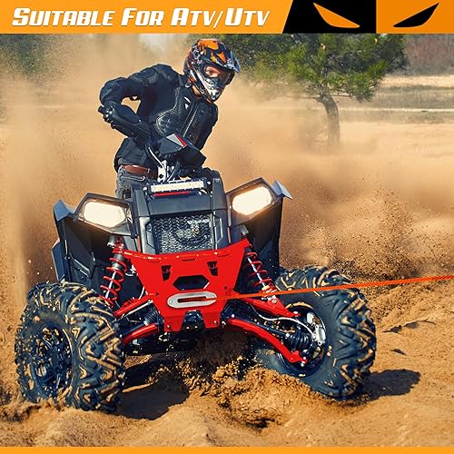 Miniatura 8 de ORCISH Cabrestante eléctrico mejorado de 3500 libras 12V CC, kit de cabrestante ATVUTV para remolque, cuerda sintética de 14 pulgadas x 30 pies con