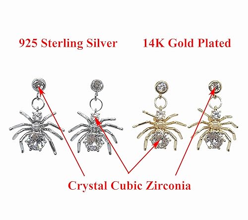 Miniatura 8 de 14K Gold Plated Spider Charm Pendant with Zircon  CZ Spider Necklace Jewelry  Unique Wedding Birthday Valentines Day Gift For Women Girls