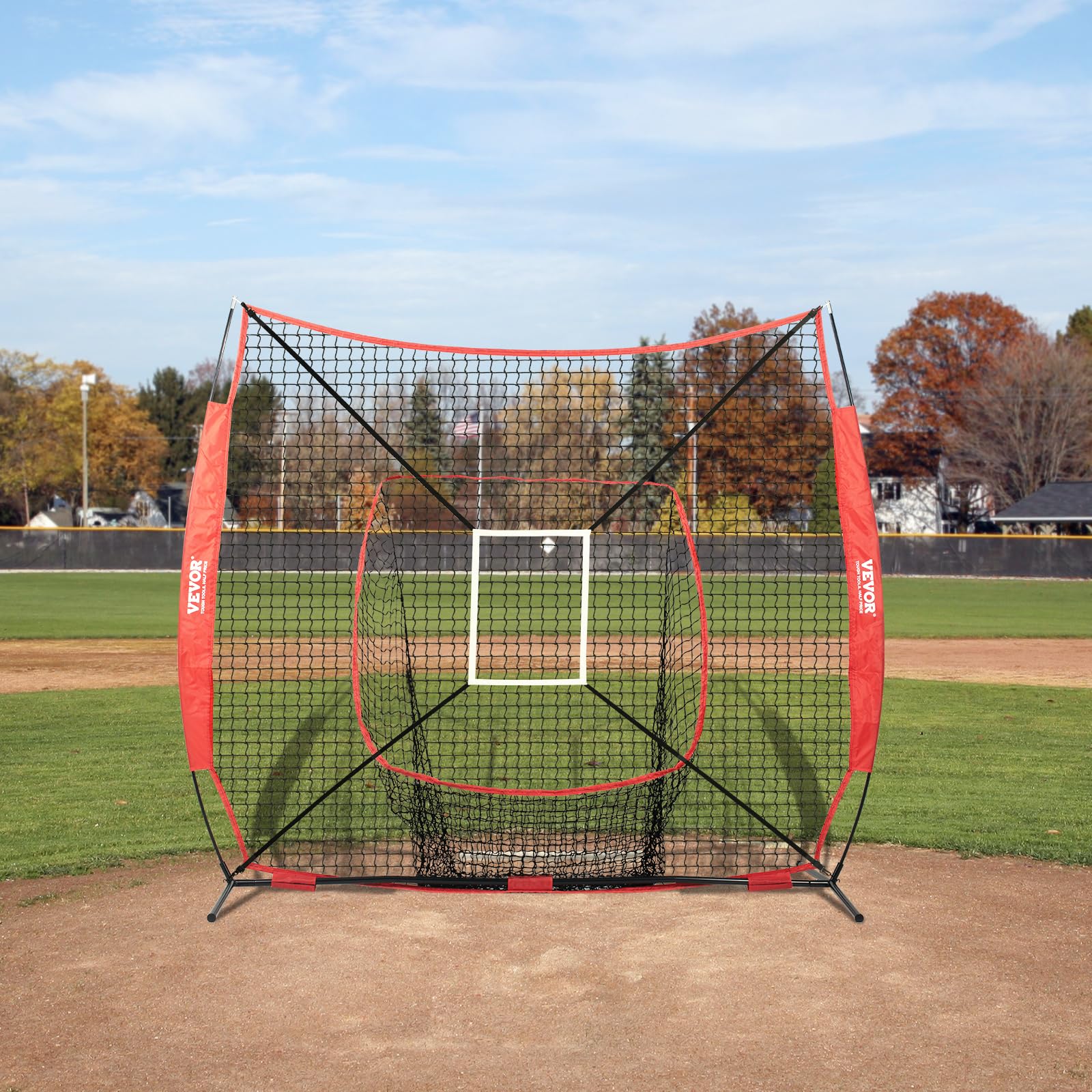 VEVOR Filet d'entraînement de baseball et softball, filet d'entraînement de baseball portable pour frapper, attraper, lancer, équipement de baseball avec cadre d'arc, sac de transport, zone de frappe,