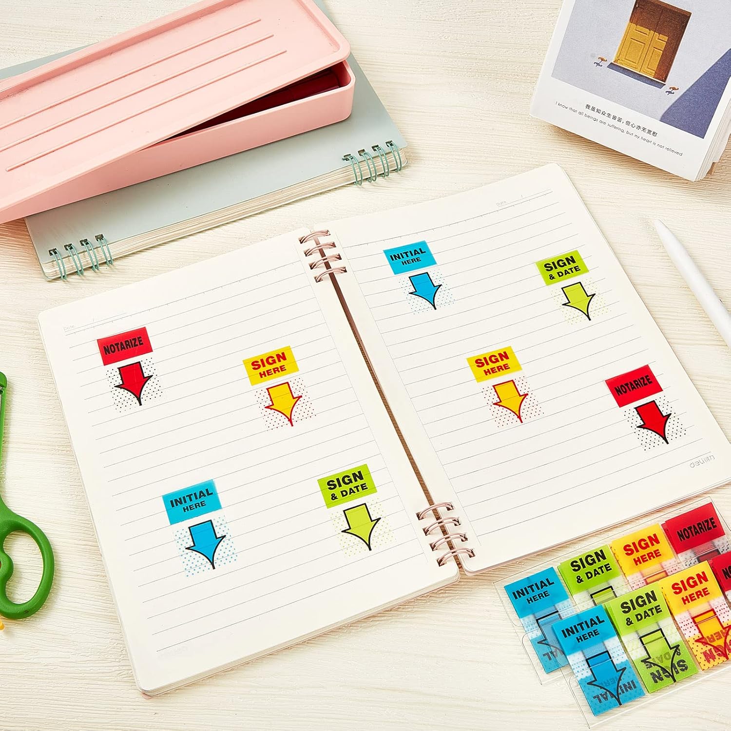 3200 Pcs Perkoop Sign Here Notarize Initial Here Sign and Date Tabs Stickers Flags for Office School Students Notebook Annotating Books Notary Books