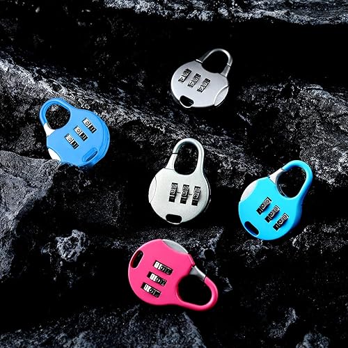 Miniatura 7 de Moxweyeni 10 combinaciones de 3 dígitos, candado seguro de cifrado, mini combinación de números reiniciables para maletas, equipaje, maletines,