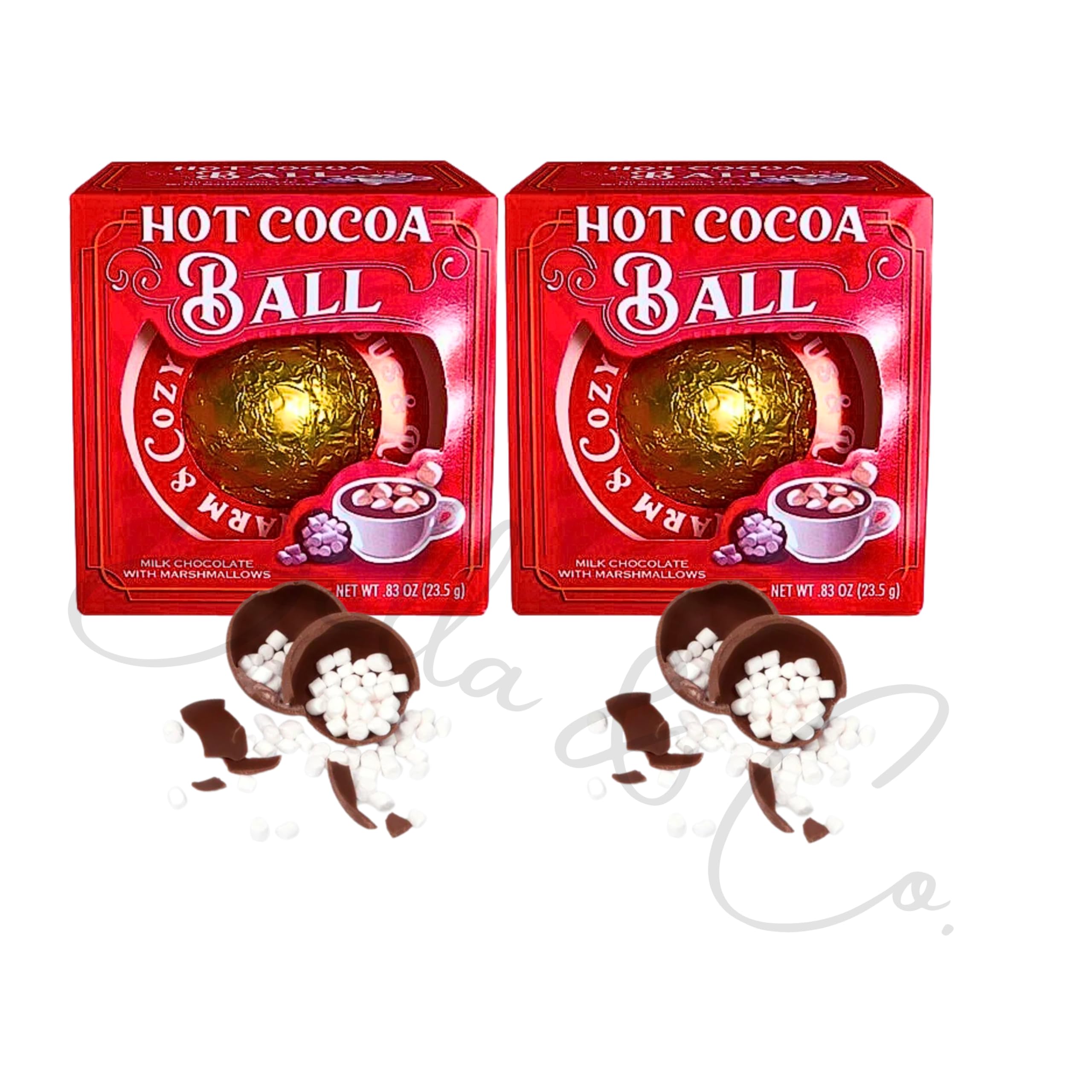 2x Hot Chocolate Cocoa Bomb | Milk Chocolate Bombs with Mini Marshmallows | Hot Chocolate Gift Sets | Gift For Men Women | Christmas Gifts | Stocking Filler | Hot Chocolate Gift Sets | 24g