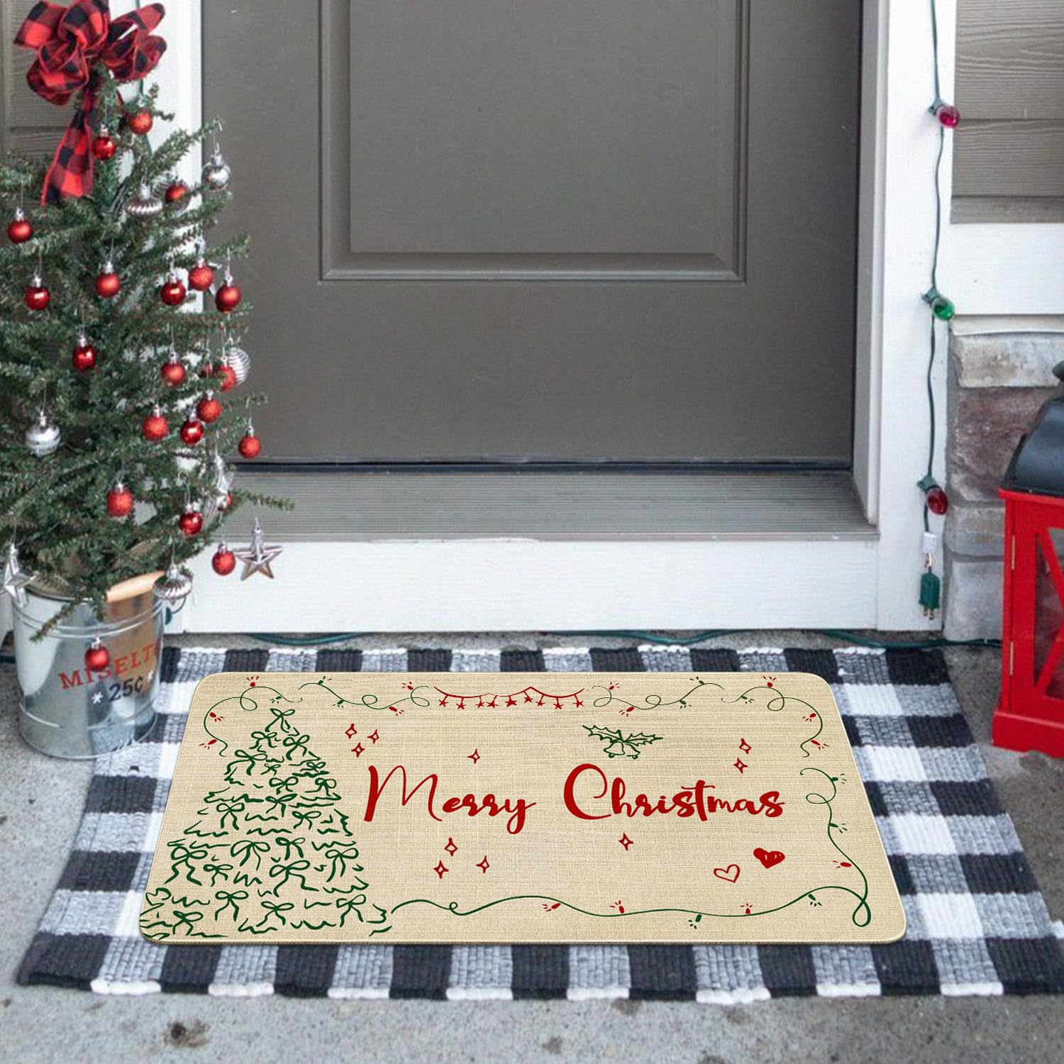 Nogrit Let It Snow Pink Christmas Decor - 17x30 Inch Outdoor Door Mat - View #9