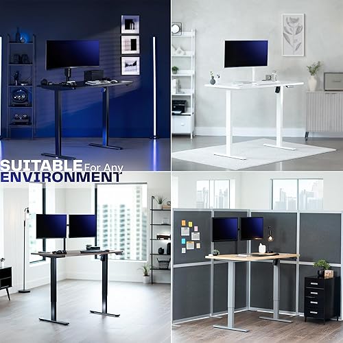 Miniatura 8 de VIVO DESK-KIT-1W1G - Escritorio eléctrico de pie de 63 x 32 pulgadas, ajuste de altura de memoria, serie 1B, marco blanco superior gris oscuro