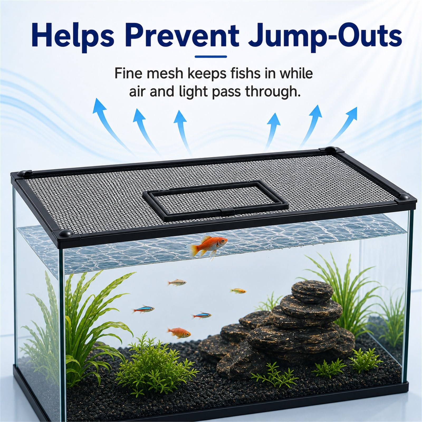 Aquarium Abdecknetz Magnetisch,Magnetische Aquarium-Anti-Sprung-Abdeckung,Aquarium-Abdecknetz,Nicht Leicht Verformbar,Geeignet FüR Alle Arten Von Landbecken Und Aquarien