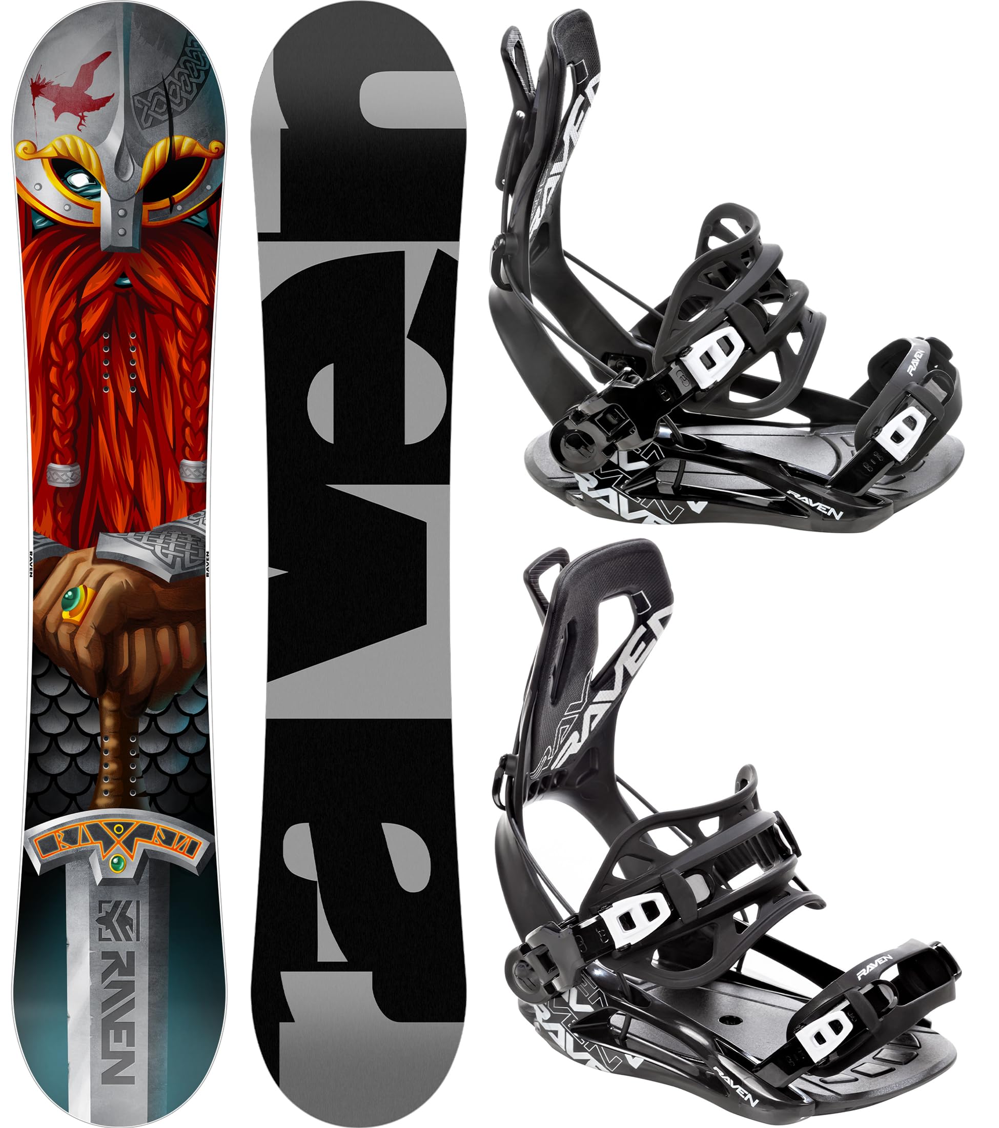 RAVEN Snowboard Set: Snowboard Dwarf + Bindung Fastec FT360 Black