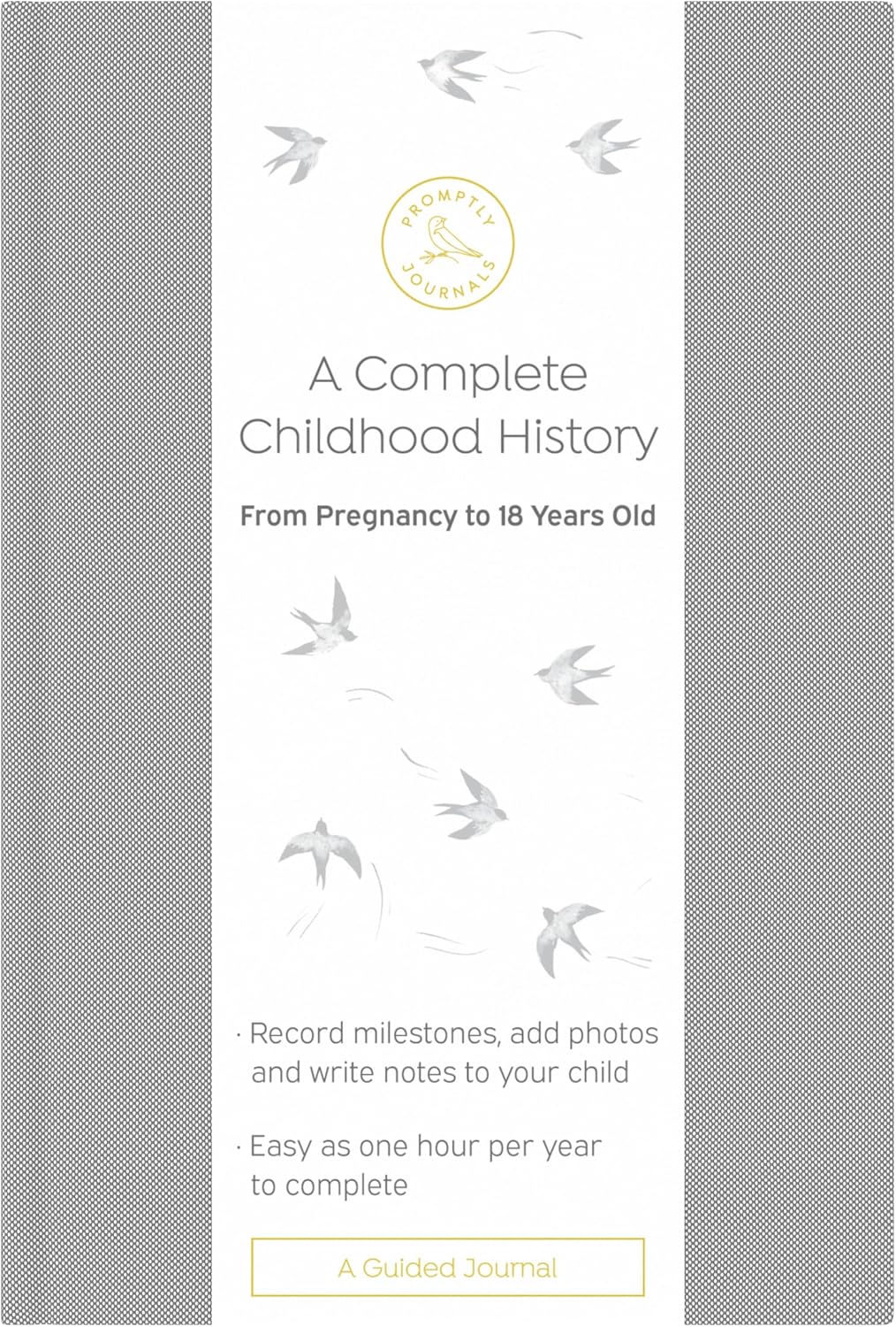 Promptly Journals, A Complete Childhood History: From Pregnancy to 18 Years Old (Grey Tweed, Linen) | Baby Book and Pregnancy Journal | Baby Memory Book