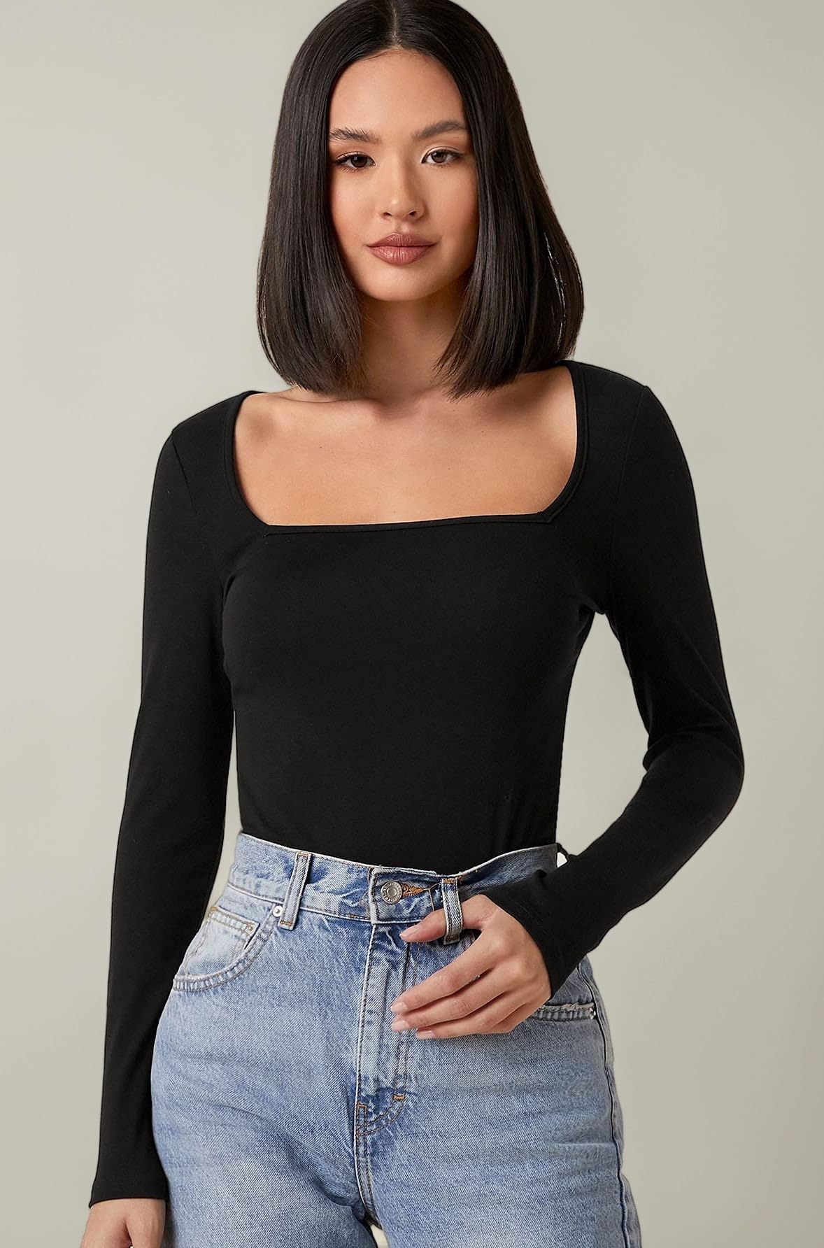 Women's & Girl's Solid Long Sleeve Polyester Slim Fit Top