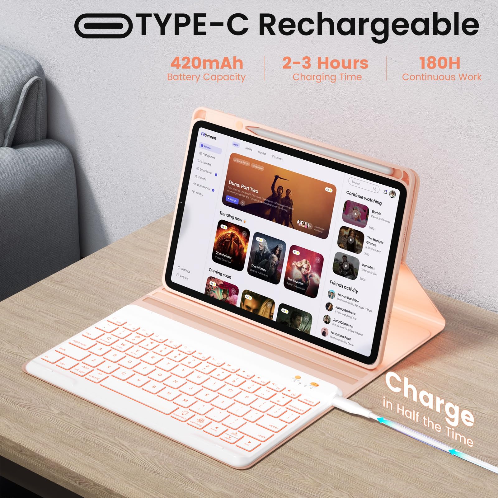 Keyboard Case for iPad Air 6th/5th/4th Gen 10.9 Inch with Pencil
