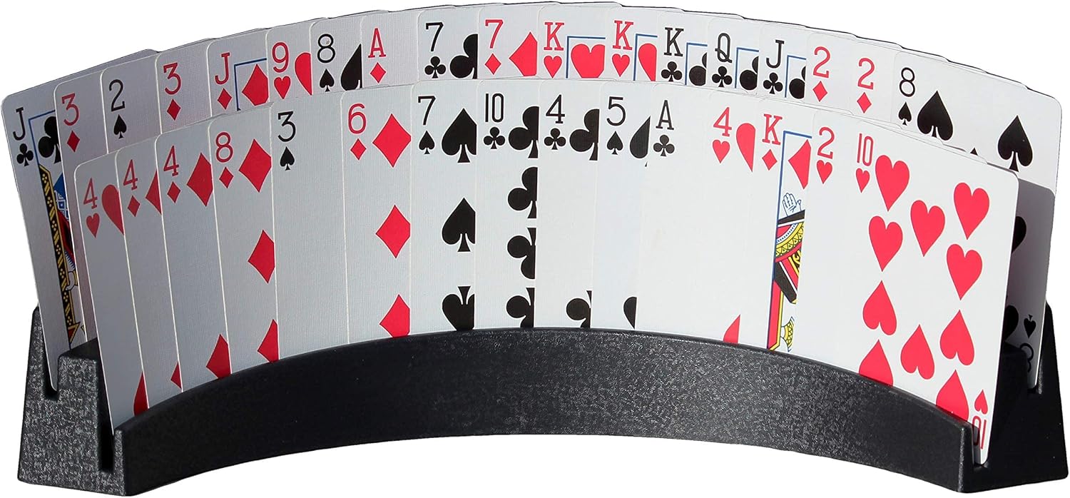 Twin Tier Premier Playing Card Holder (Set of 2) - Holds Up to 32 Playing Cards Easily - 12 1/2" x 4 1/2" x 2 1/4" - Stack for Storage - Made in The USA