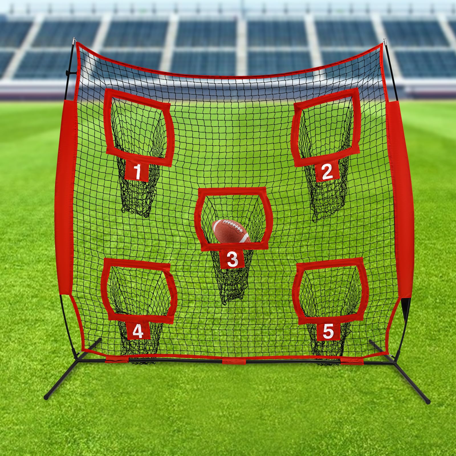 Filet de rugby avec 5 poches cibles, cadre pliable, sac de transport