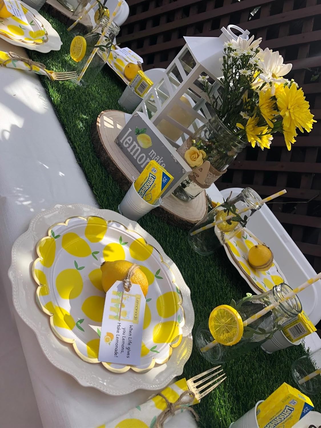 Lemon Birthday Party Supplies Tableware Set,Disposable Dinnerware Decoration Supplies Including Dinner Plates,Napkins and Banner for Fruit Party, Picnic, Wedding Baby Shower - 20 Guests(Lemon) - Image 9