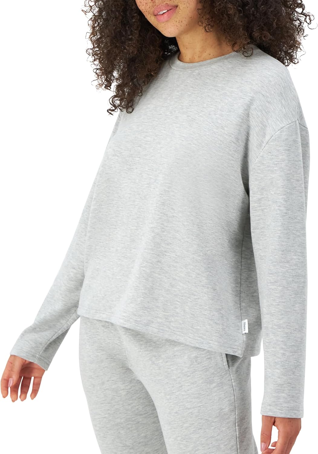Hanes womens Originals French Terry Pullover, Cropped Crewneck Sweatshirt for Women, Comfywear Loungewear - Image 2