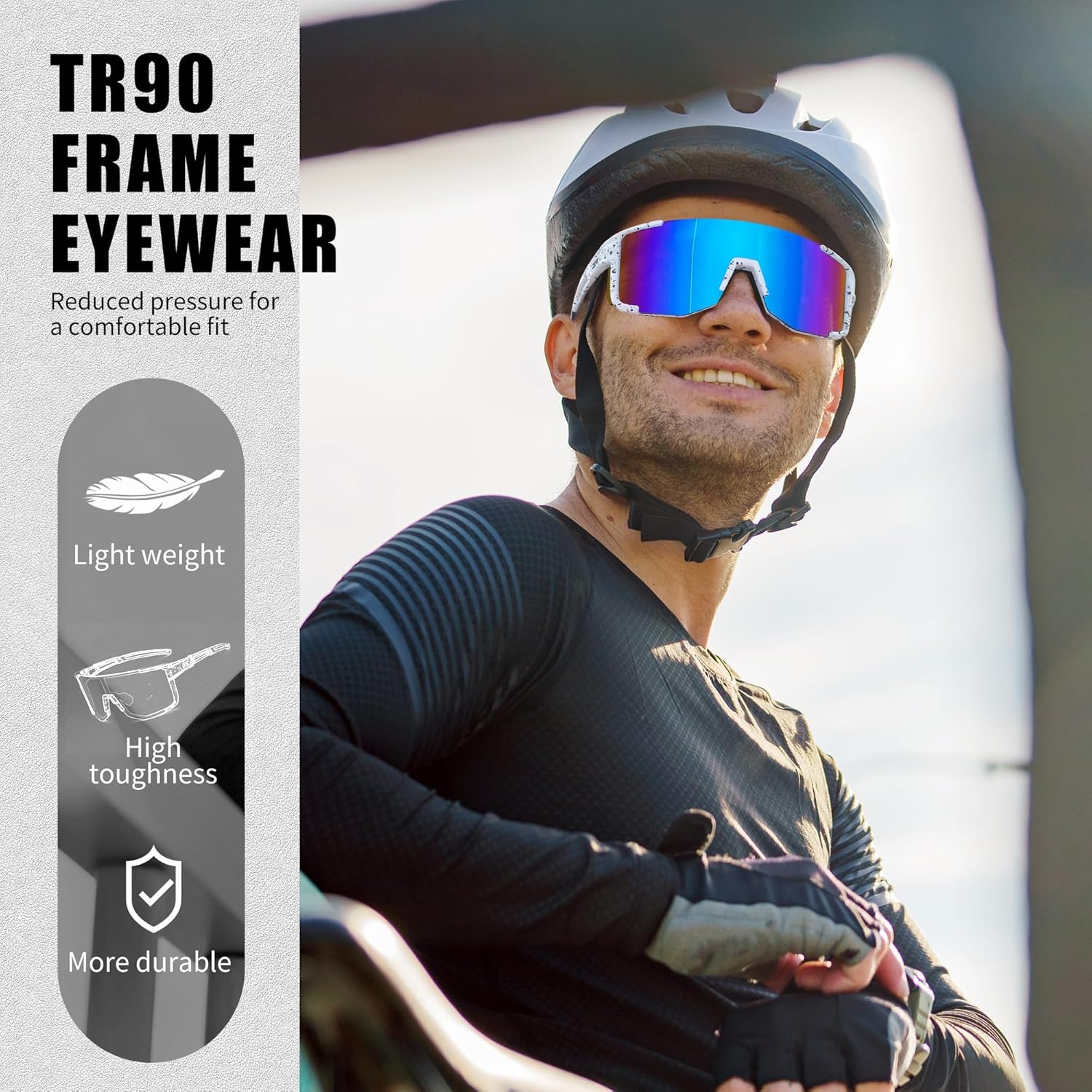 FEISEDY Cycling Glasses Sports Sunglasses for Men Women, Lightweight TR90 Frame UV400 MTB Running Fishing Baseball B0224
