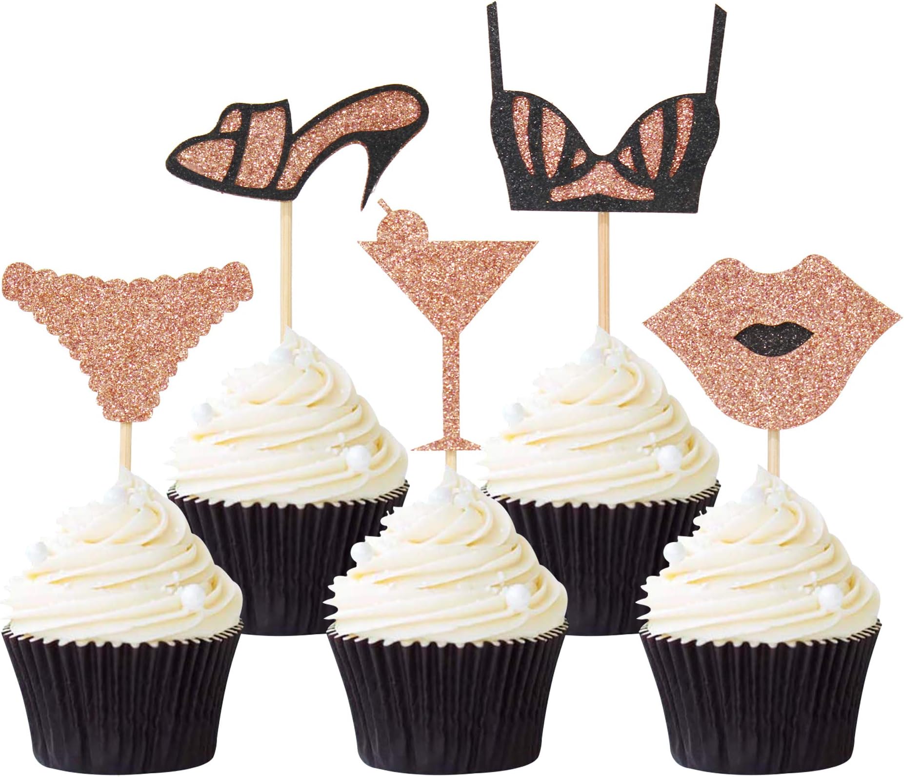 Keaziu 20PCS High Heels Bra Lingerie Cupcake Toppers Bachelorette Birthday Party Decor Supplies