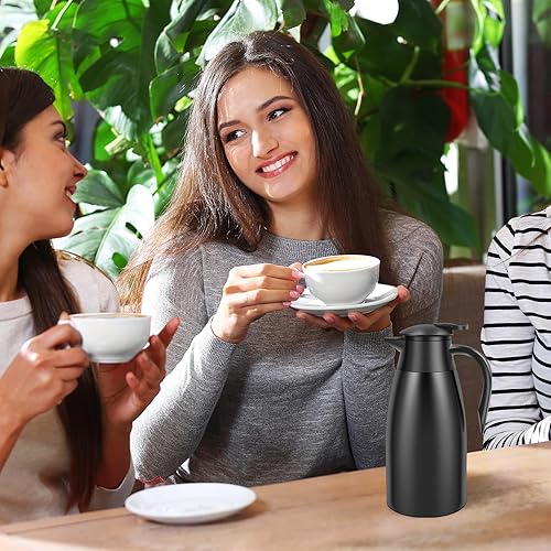 Miniatura 9 de Jarra térmica de café de acero inoxidable de 2L68 onzas, jarra aislada al vacío para bebidas calientesfrías, retención de temperatura 24 horas para