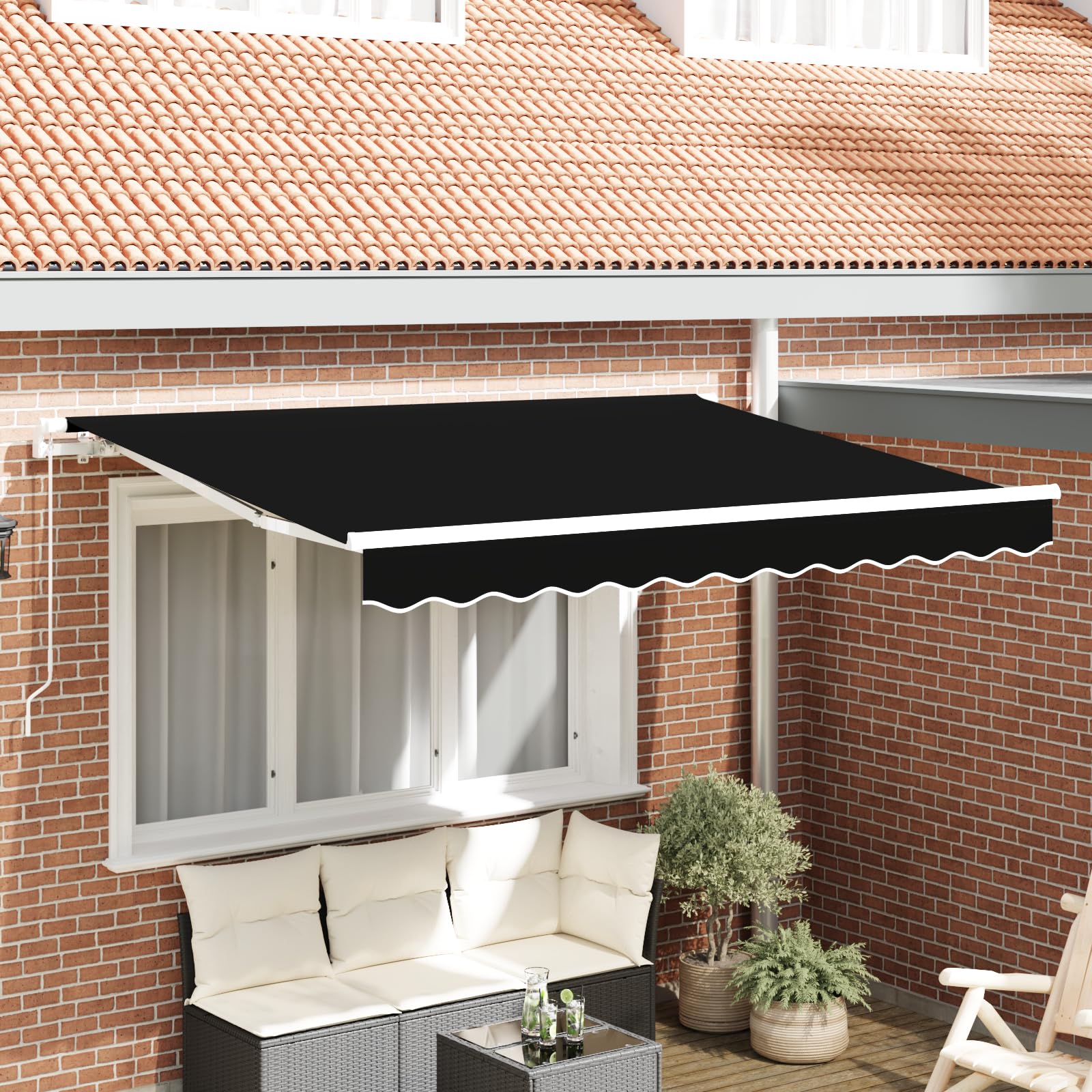 ksxnkhk 3.5 x 2.5 m Awning Fabric - Black Frame - UV Resistant and Durable - For Retractable Awnings - Outdoor Shade - Sun Protection