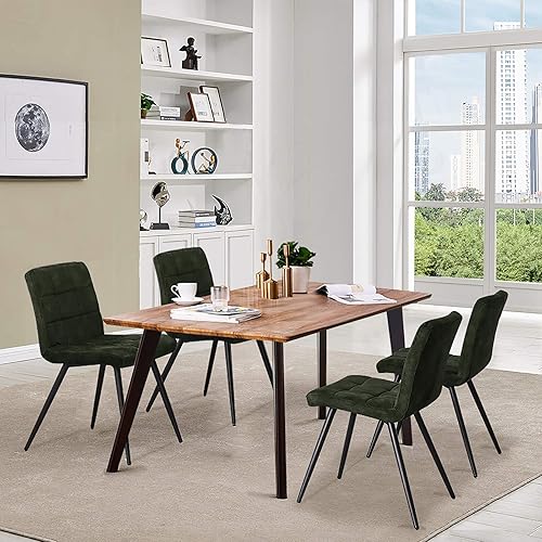 Miniatura 23 de DUHOME Juego de 4 sillas de comedor de terciopelo, sillas de comedor modernas de mediados de siglo con patas de metal, sillas auxiliares, sillas de