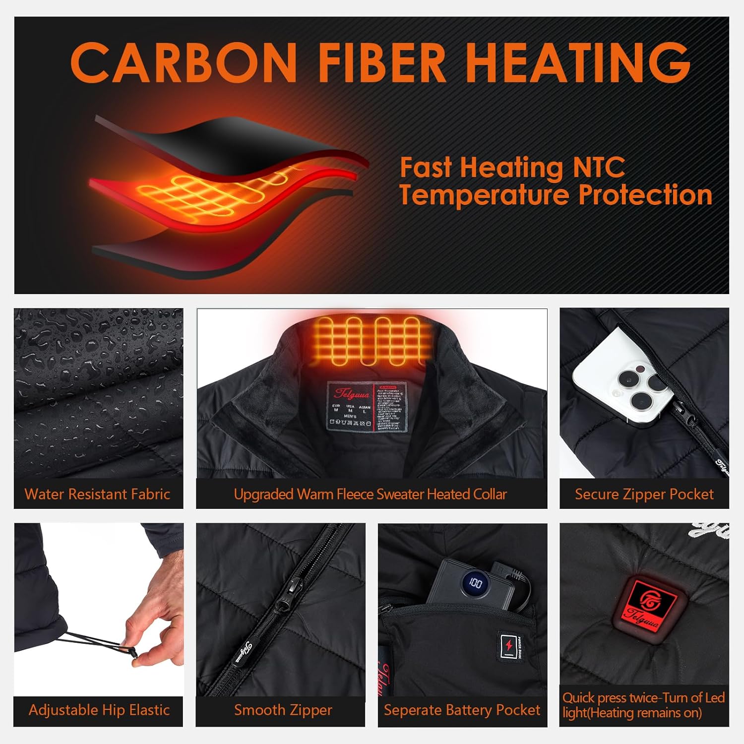 Telguua Heated Vest Women with Battery Pack,Women's Heated Warm Vest Electric Rechargeable Heating Vests - Image 3