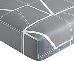 Marina Decoration Home Decor Bedding Ensemble Cooling Bedsheet Soft Deep Pocket 4 Piece Rayon from Bamboo Printed Fitted Sheet Duvet Cover Set with Corner Tie, Modern Grey Geometric Pattern King Size