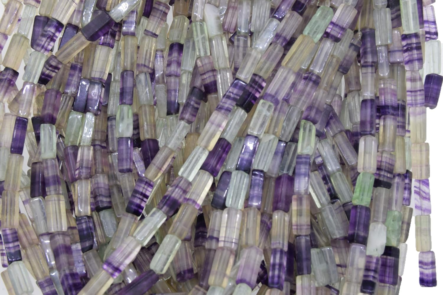 Natural Fluorite Plain Rectangular Tube Shape Gemstone Beads for Jewelry Making, Jewelry Supplies, Fluorite Beads 5x13 mm Size, 1 Strand Each of 16" Length