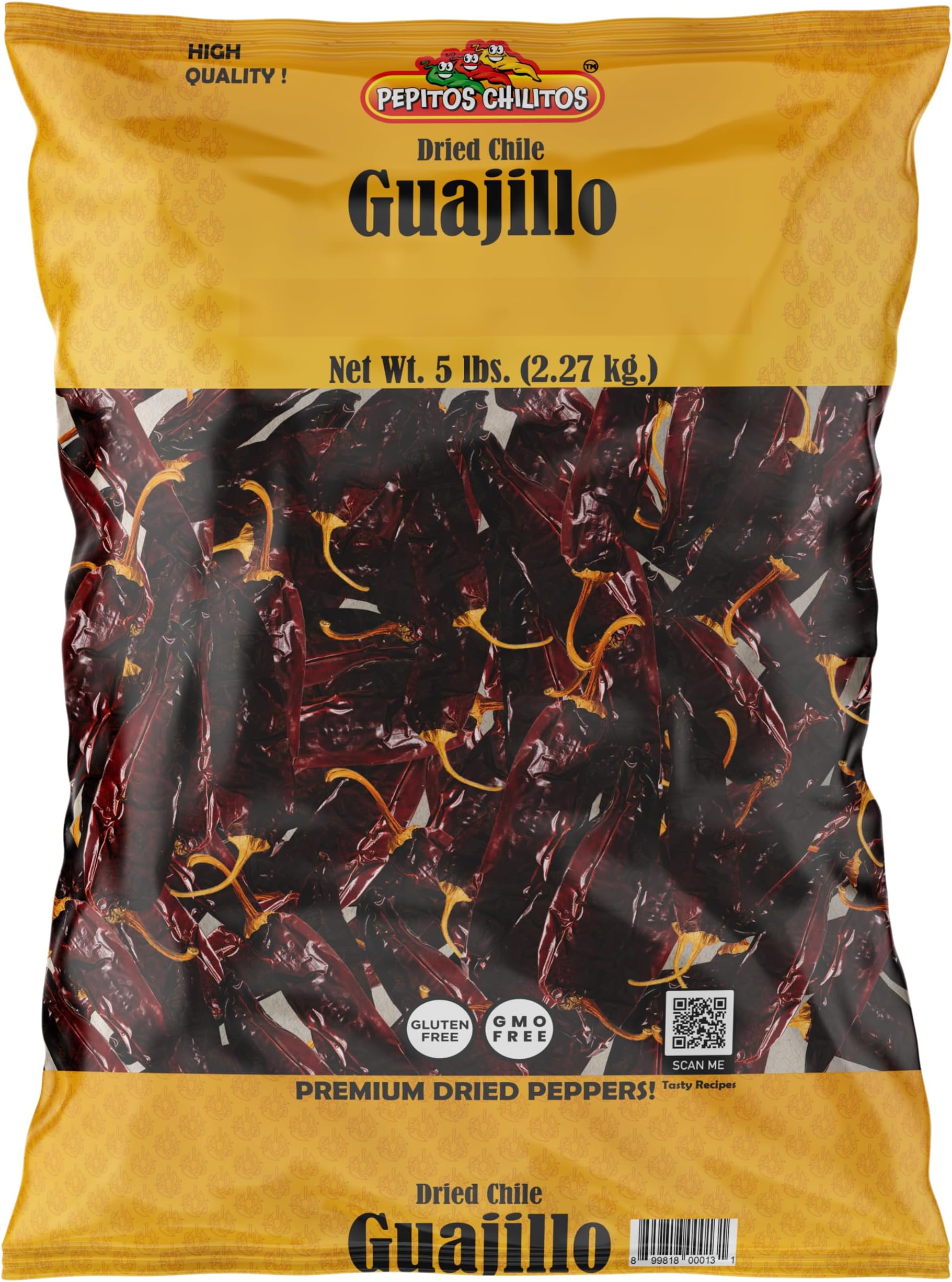 PEPITOS CHILITOS Chile Guajillo 5lb Resealable Bag - Natural and Premium - Great For Mexican Recipes Like Salsa, Tamales, and Stews.