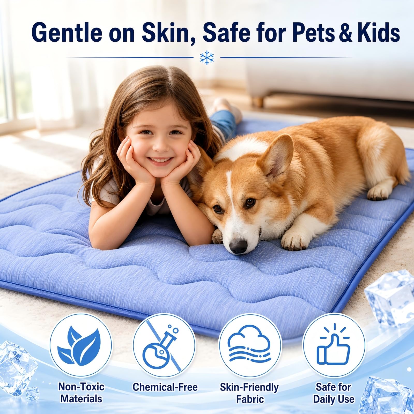 Paquete de 2 alfombrillas de refrigeración para perros de 44 x 28 pulgadas para perros grandes, almohadilla gruesa autoenfriable para mascotas con tela Arc-Chill, lavable y no tóxica, portátil para