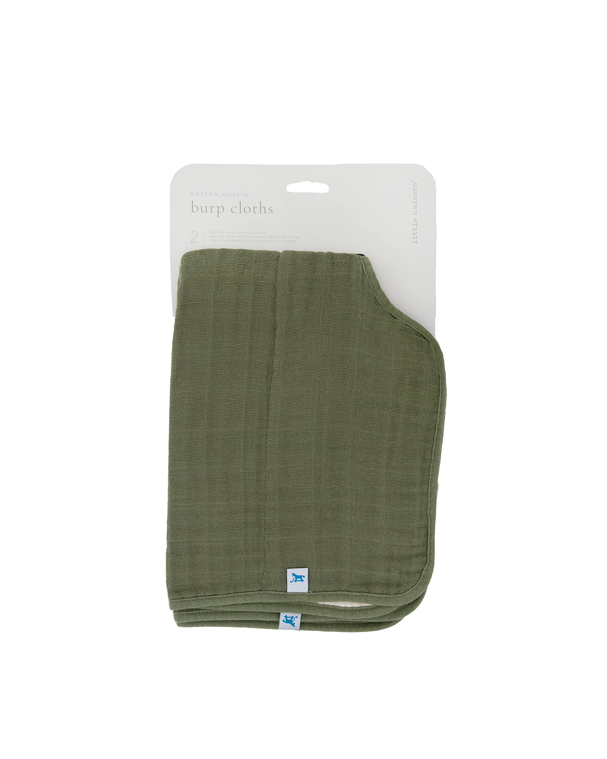 Little Unicorn Ultra-Absorbent Premium Burp Cloth 2 Pack | Soft on Baby's Skin | Larger Size | Ergonomic Design | Set of 2 (Fern)