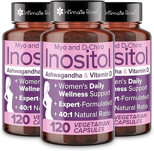 Intimate Rose Myo-Inositol & D-Chiro Inositol 240 Capsules - 401 Blend + Vitamin D3 + Ashwagandha - Vegan Capsule 100% All-Natural Supplement - Made